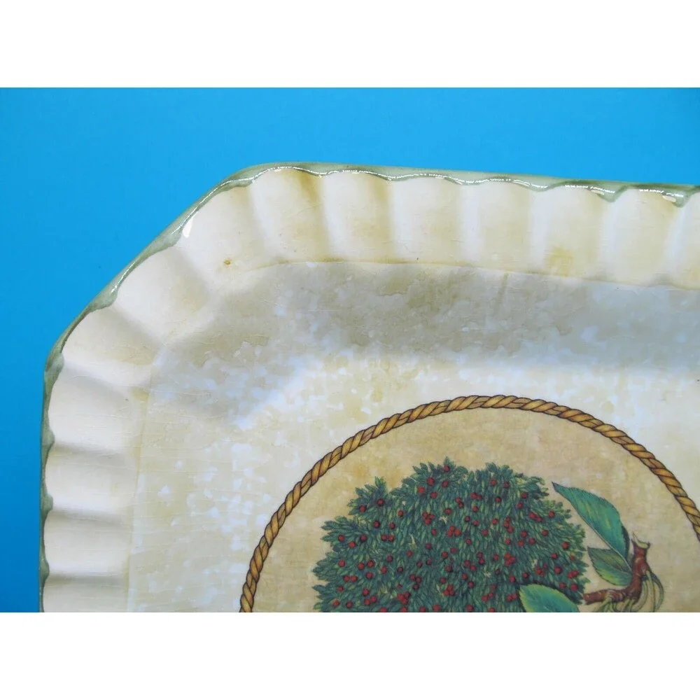 Ceramica Due Torre Cheeries Octagonal Yellow Fluted Sponge Paint 9.5